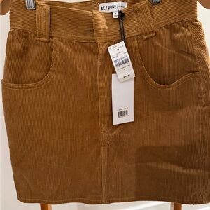 NWT Re/Done Women's Camel Corduroy Mini Skirt Size 26